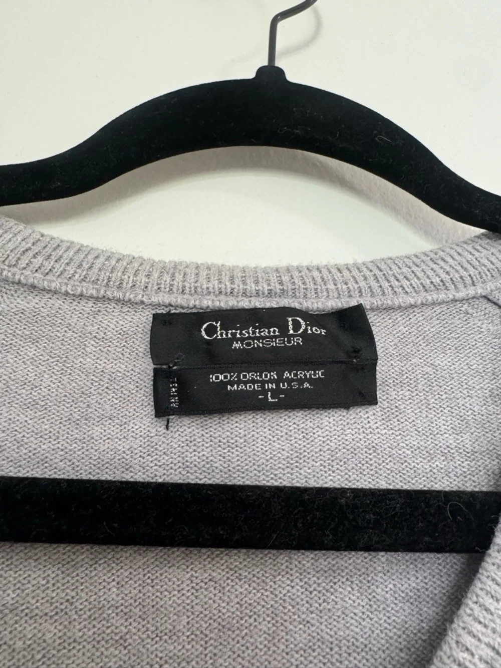 Christian Dior Light Gray V-Neck Men's Sweater